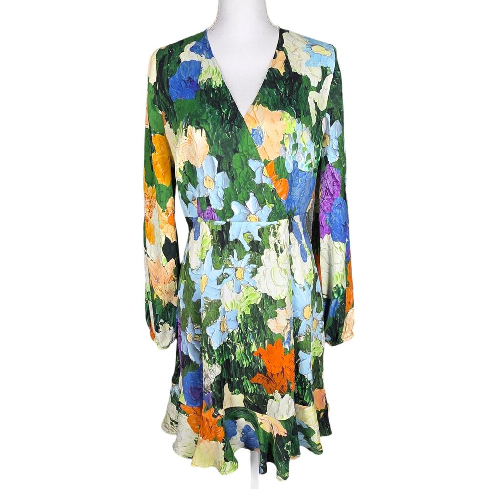 STINE GOYA FLORAL LONG‑SLEEVE DRESS – MULTICOLOR PRINT – XS – FLOWY SILHOUETTE